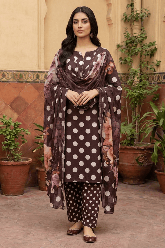 3 Piece Chamki Lawn Unstitched Suit With Dupatta - 4470