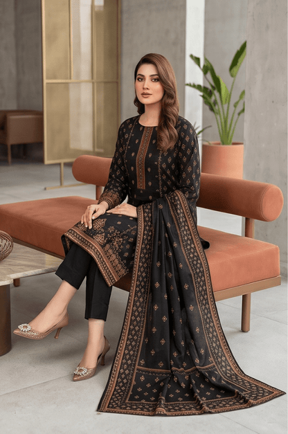 3 Piece Chamki Lawn Unstitched Suit With lawn Dupatta - 5002