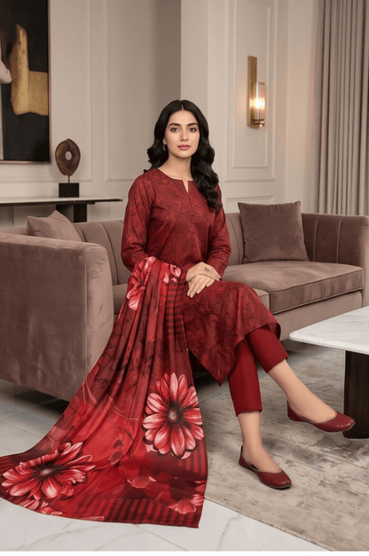 3 Piece Chamki Lawn Unstitched Suit With Dupatta - 5004