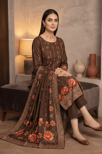 3 Piece Chamki Lawn Unstitched Suit With lawn Dupatta - 5006