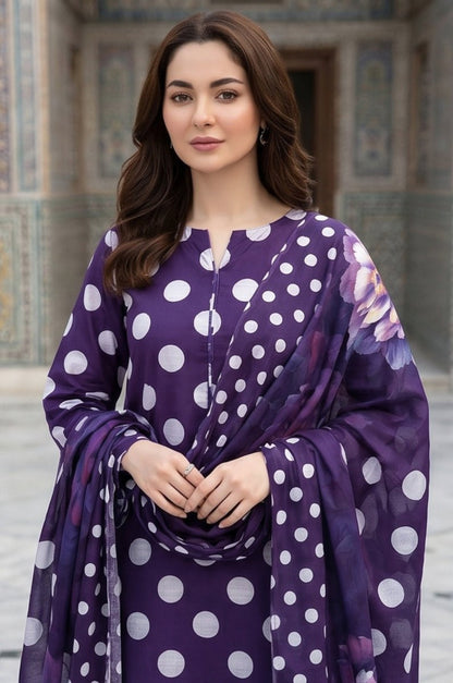 3 Piece Chamki Lawn Unstitched Suit With Lawn Dupatta - 4469