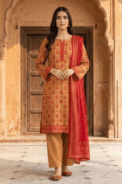 3 Piece Doriya Lawn Unstitched Suit With Lawn Dupatta - 4483