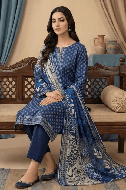 3 Piece Doriya Lawn Unstitched Suit With Lawn Dupatta - 4484