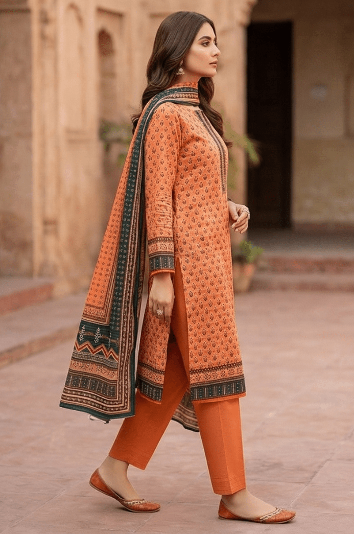 3 Piece Doriya Lawn Unstitched Suit With Lawn Dupatta - 4485