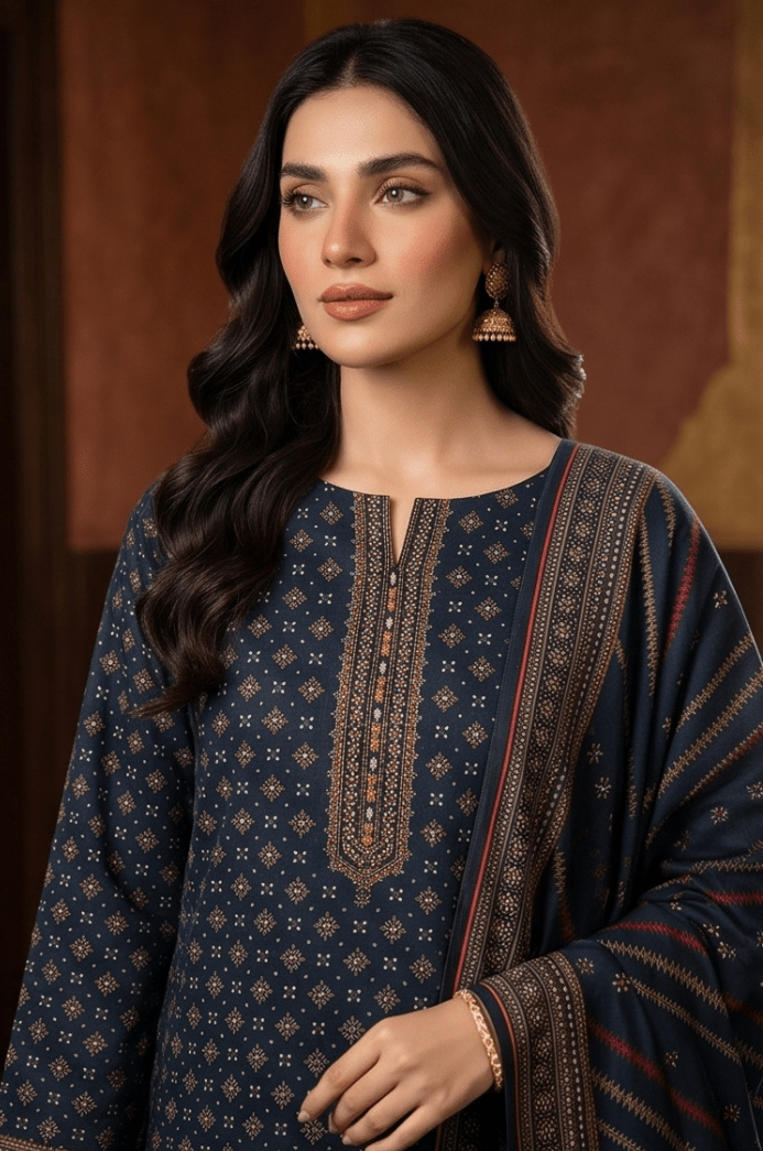 3 Piece Doriya Lawn Unstitched Suit With lawn Dupatta - 5009