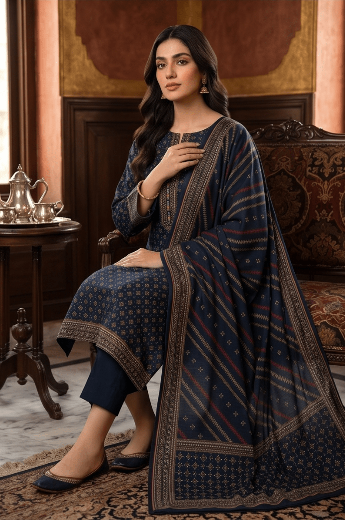 3 Piece Doriya Lawn Unstitched Suit With lawn Dupatta - 5009