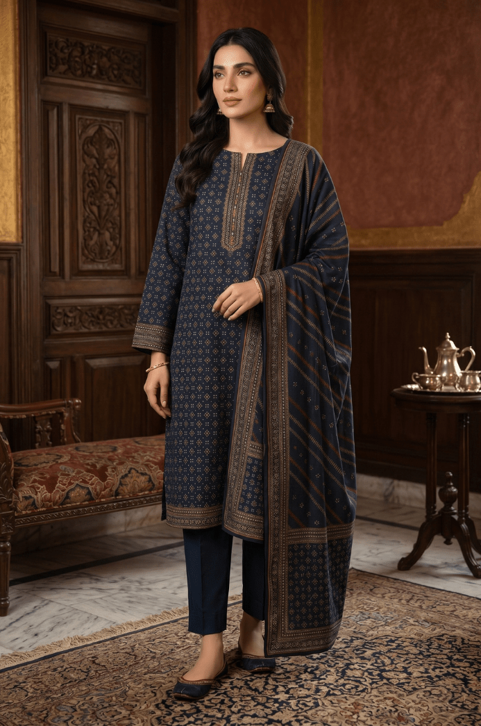 3 Piece Doriya Lawn Unstitched Suit With lawn Dupatta - 5009