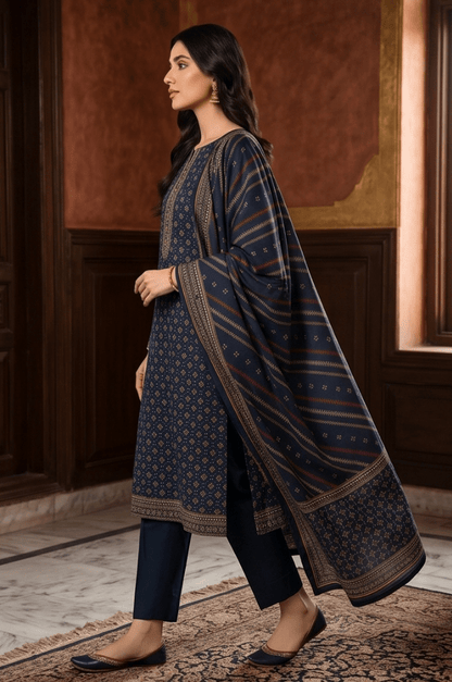 3 Piece Doriya Lawn Unstitched Suit With lawn Dupatta - 5009