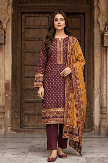 3 Piece Doriya Lawn Unstitched Suit With voile lawn Dupatta - 5011