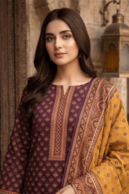 3 Piece Doriya Lawn Unstitched Suit With voile lawn Dupatta - 5011
