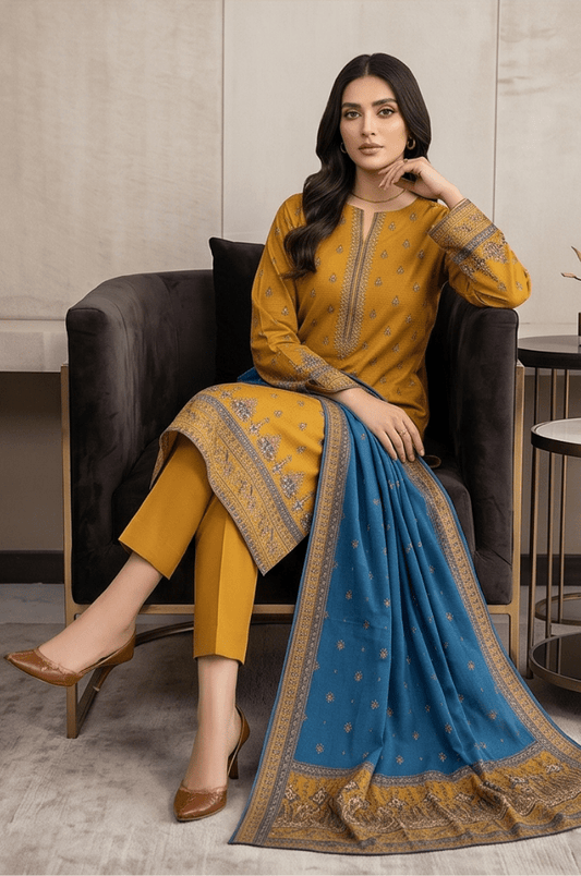 3 Piece Lawn Unstitched Suit With Voile Lawn Dupatta - 5013