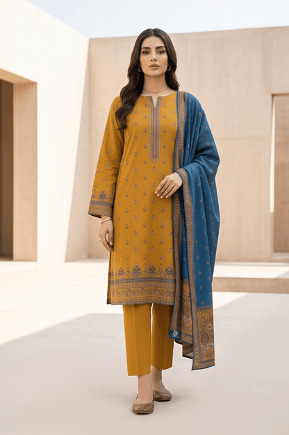 3 Piece Lawn Unstitched Suit With Voile Lawn Dupatta - 5013