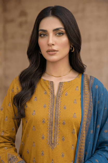 3 Piece Lawn Unstitched Suit With Voile Lawn Dupatta - 5013
