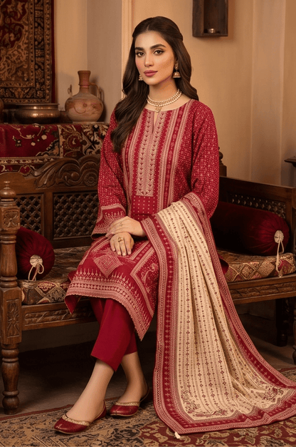 3 Piece Lawn Unstitched Suit With Voile Lawn Dupatta - 5014