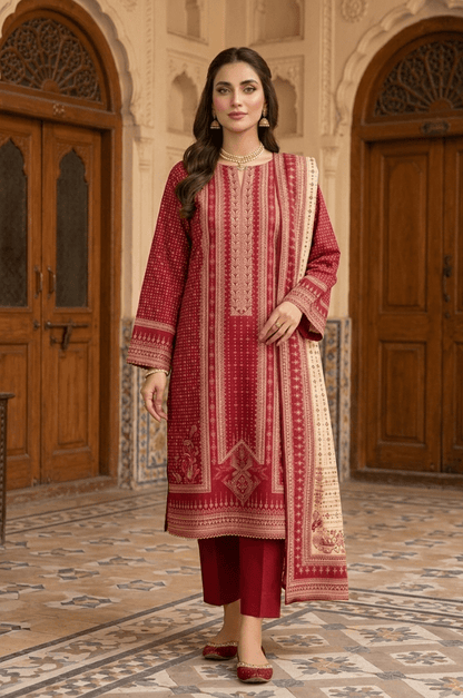 3 Piece Lawn Unstitched Suit With Voile Lawn Dupatta - 5014