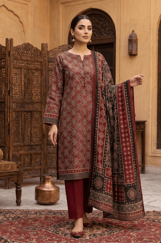 3 Piece Lawn Unstitched Suit With Voile Lawn Dupatta - 5016