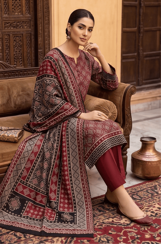 3 Piece Lawn Unstitched Suit With Voile Lawn Dupatta - 5016