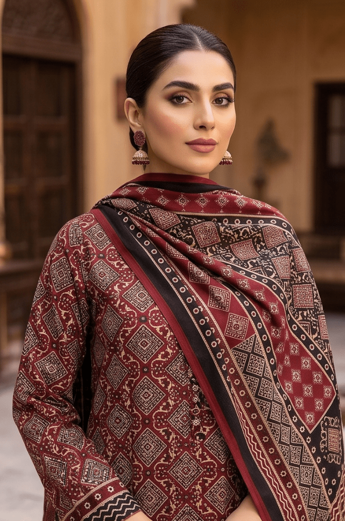 3 Piece Lawn Unstitched Suit With Voile Lawn Dupatta - 5016