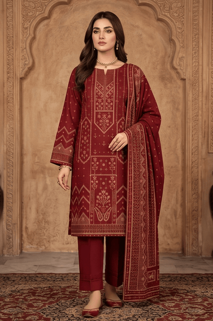 3 Piece Lawn Unstitched Suit With Voile Lawn Dupatta - 5017