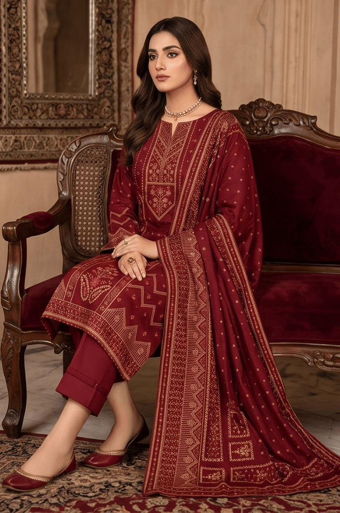 3 Piece Lawn Unstitched Suit With Voile Lawn Dupatta - 5017