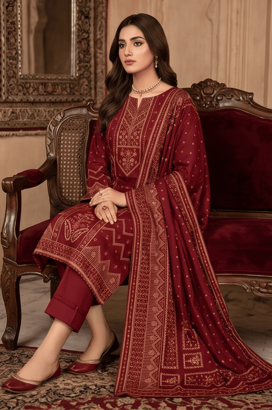 3 Piece Lawn Unstitched Suit With Voile Lawn Dupatta - 5017