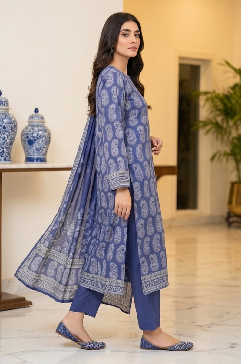 3 Piece Doriya  Lawn Unstitched Suit With Voile Lawn Dupatta - 5020