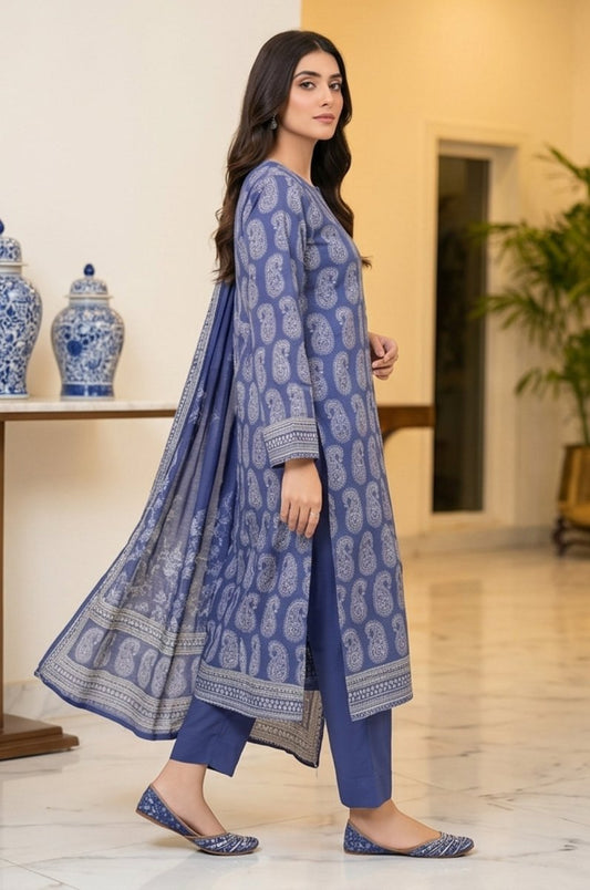 3 Piece Doriya  Lawn Unstitched Suit With Voile Lawn Dupatta - 5020
