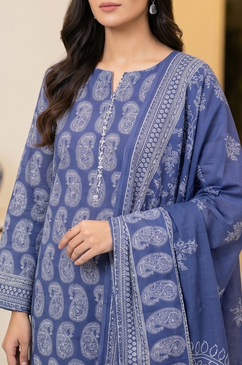 3 Piece Doriya  Lawn Unstitched Suit With Voile Lawn Dupatta - 5020