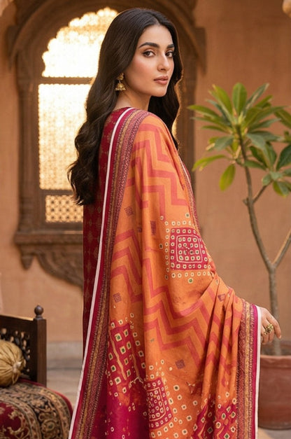 3 Piece Lawn Unstitched Suit With Lawn Dupatta - 4301