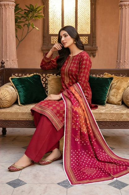 3 Piece Lawn Unstitched Suit With Lawn Dupatta - 4301