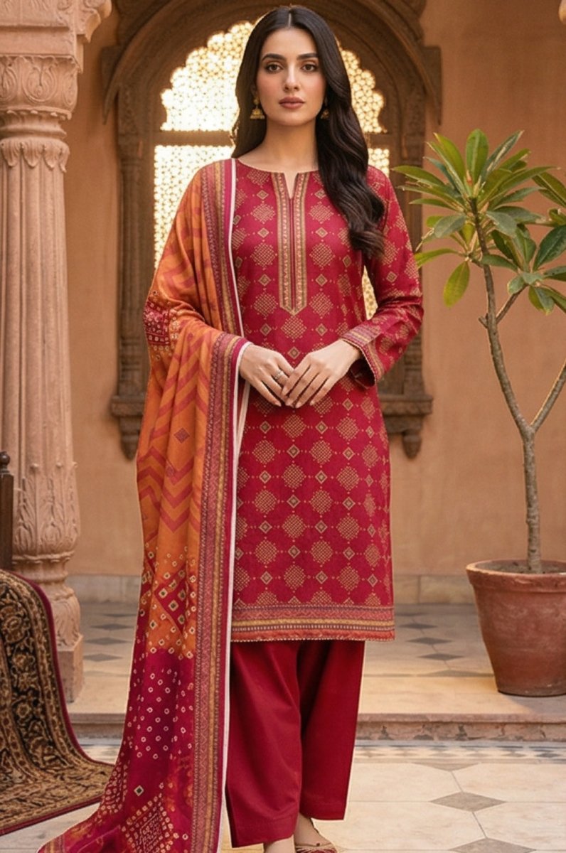 3 Piece Lawn Unstitched Suit With Lawn Dupatta - 4301