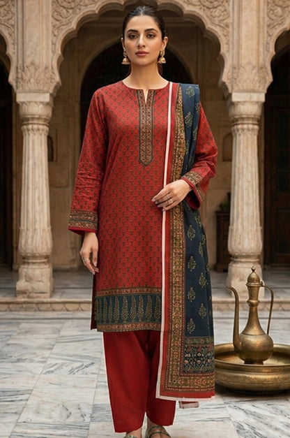 3 Piece Lawn Unstitched Suit With lawn  Dupatta - 4302