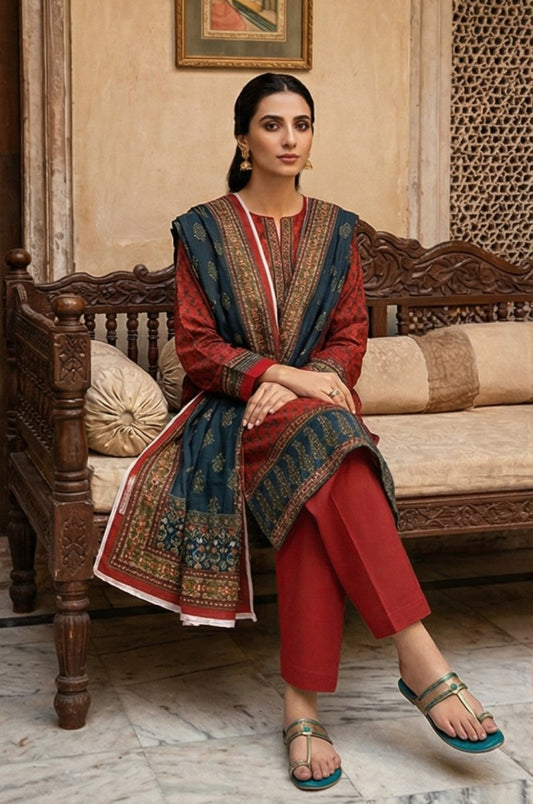 3 Piece Lawn Unstitched Suit With lawn  Dupatta - 4302