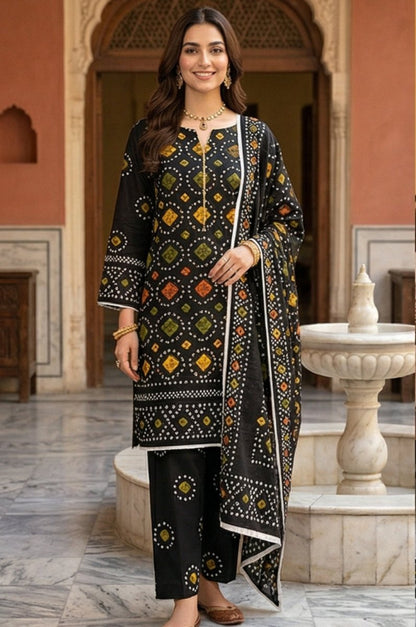 3 Piece Lawn Unstitched Suit With Lawn Dupatta - 4307