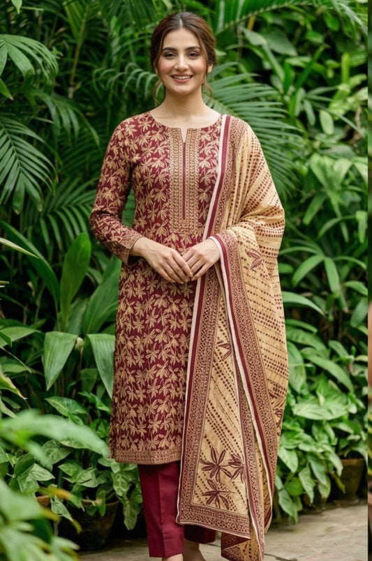 3 Piece Lawn Unstitched Suit With Lawn  Dupatta - 4308