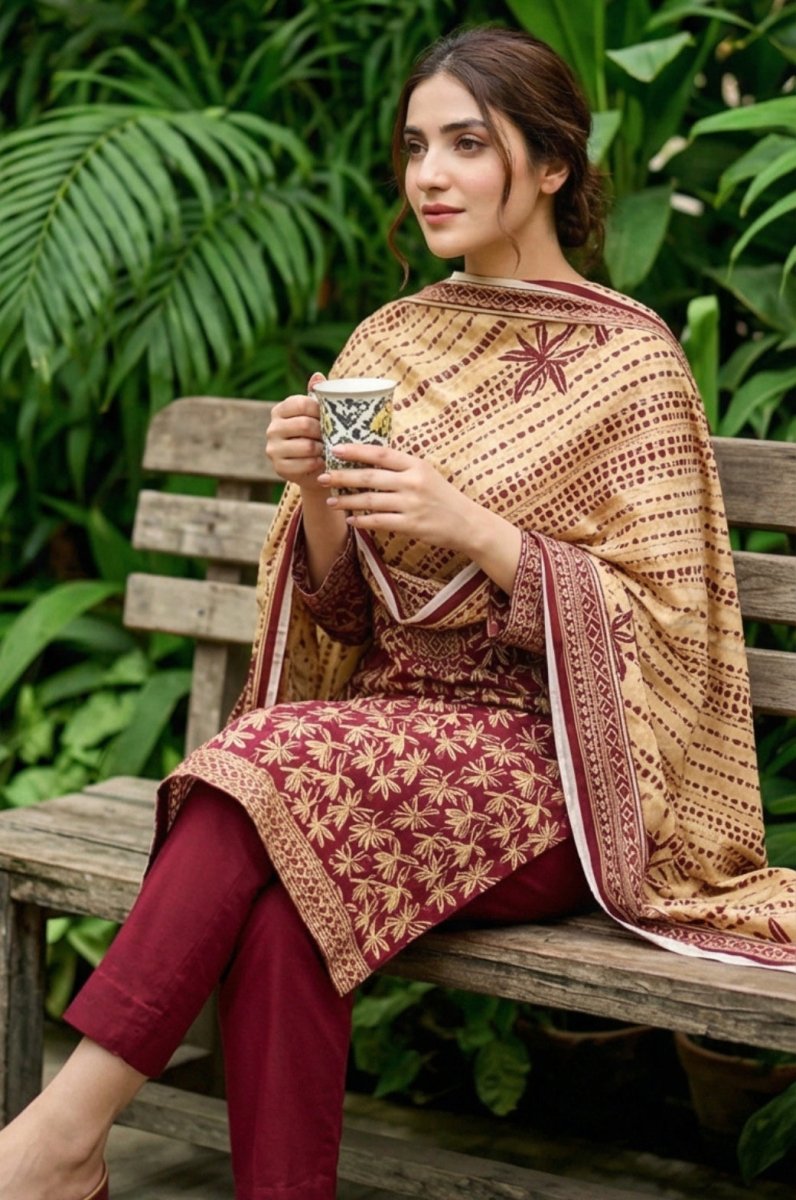 3 Piece Lawn Unstitched Suit With Lawn  Dupatta - 4308