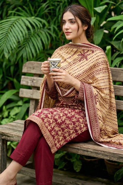 3 Piece Lawn Unstitched Suit With Lawn  Dupatta - 4308