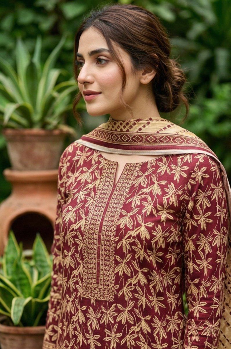 3 Piece Lawn Unstitched Suit With Lawn  Dupatta - 4308