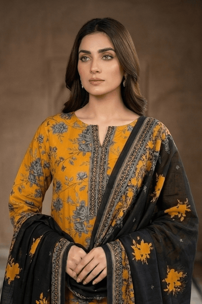 3 Piece Lawn Unstitched Suit With lawn Dupatta - 4473