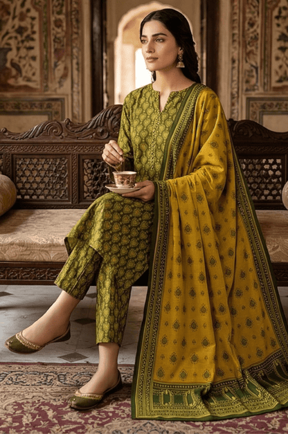 3 Piece Lawn Unstitched Suit With  lawn Dupatta - 4474