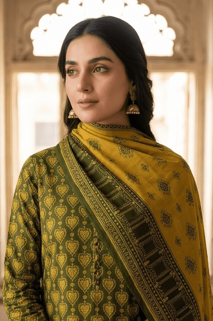 3 Piece Lawn Unstitched Suit With  lawn Dupatta - 4474