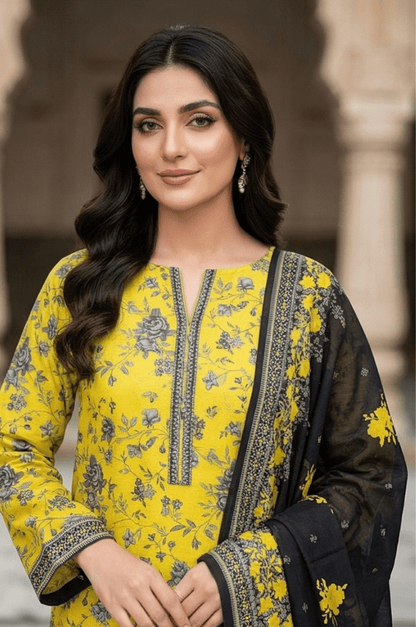 3 Piece Lawn Unstitched Suit With Lawn Dupatta - 4476