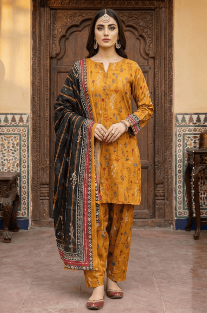 3 Piece Lawn Unstitched Suit With Lawn Dupatta - 4478