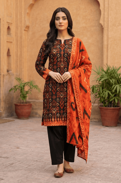 3 Piece Lawn Unstitched Suit With  lawn Dupatta - 4489
