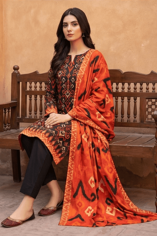 3 Piece Lawn Unstitched Suit With  lawn Dupatta - 4489
