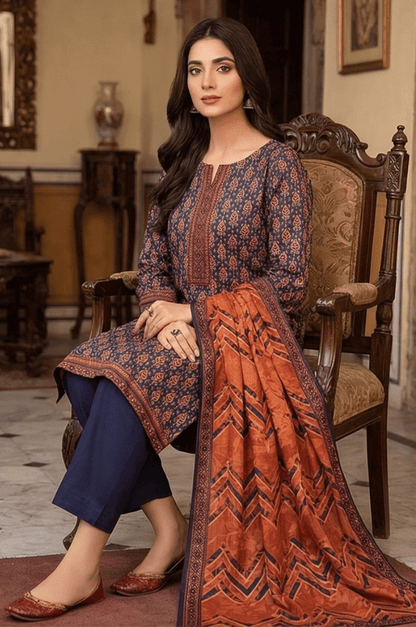 3 Piece Lawn Unstitched Suit With lawn Dupatta - 4490