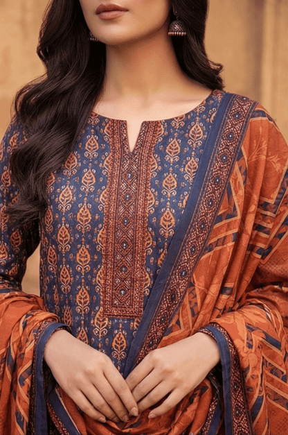 3 Piece Lawn Unstitched Suit With lawn Dupatta - 4490