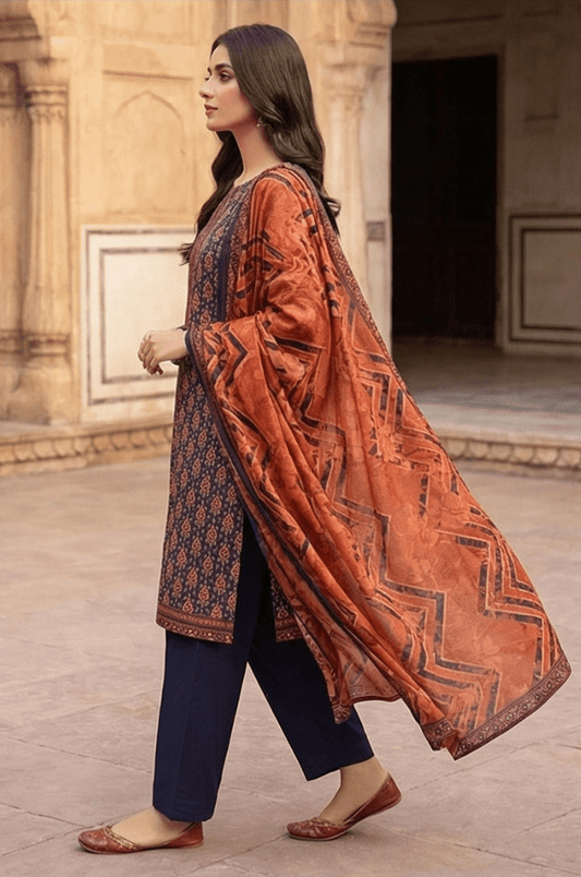 3 Piece Lawn Unstitched Suit With lawn Dupatta - 4490