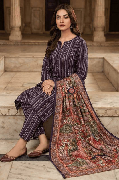3 Piece Lawn Unstitched Suit With Lawn Dupatta - 4498