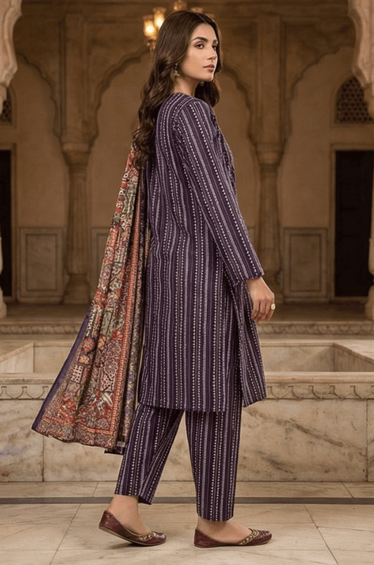 3 Piece Lawn Unstitched Suit With Lawn Dupatta - 4498